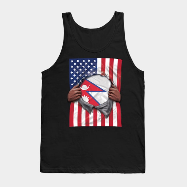 Nepal Flag American Flag Ripped - Gift for Nepalese From Nepal Tank Top by Country Flags